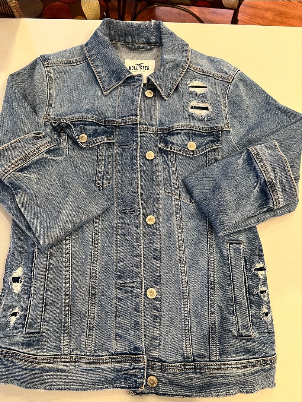 Hollister Light Blue Distressed Denim Jacket